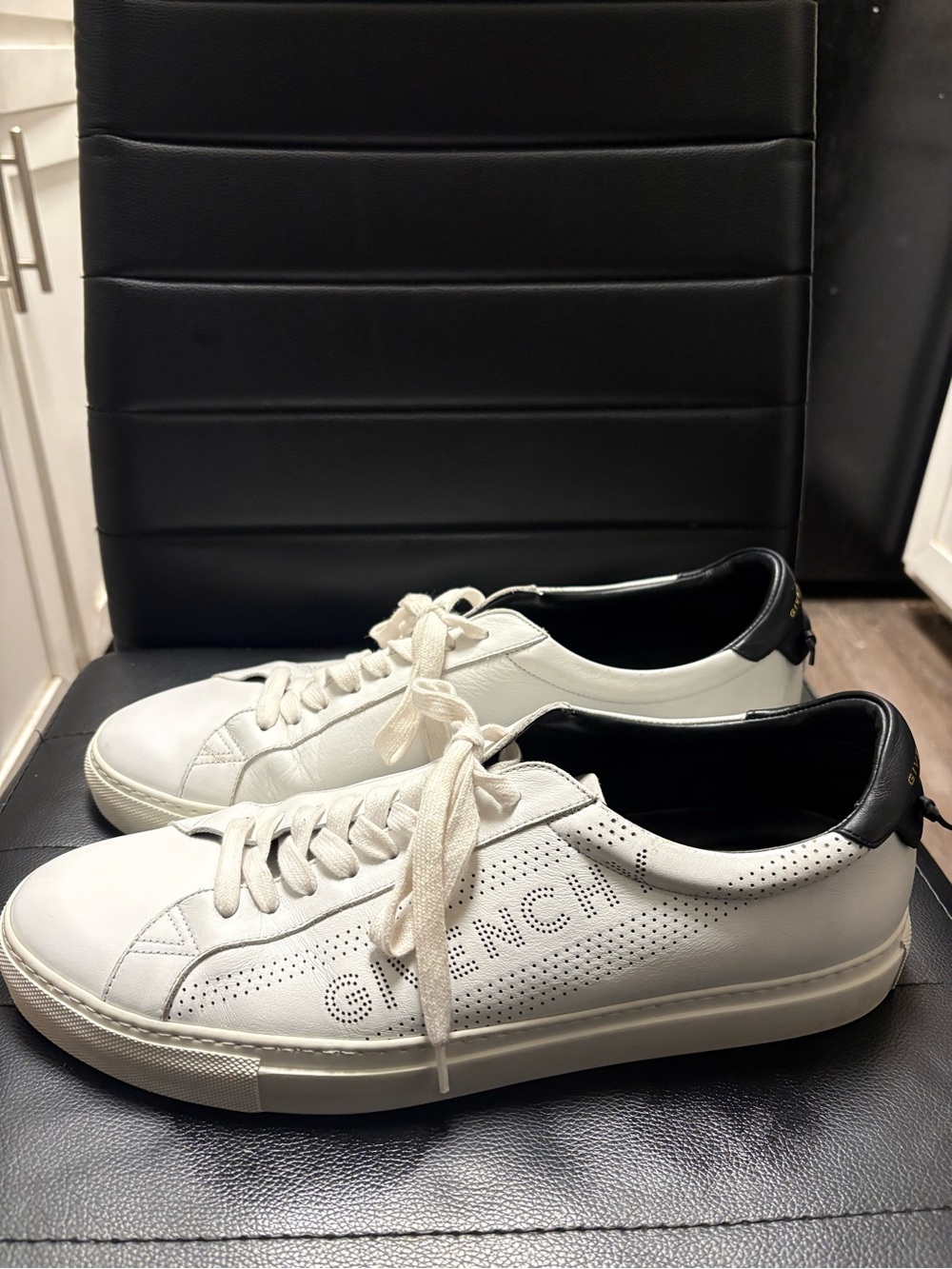 Givenchy White Leather Sneakers with Black Heel Tab